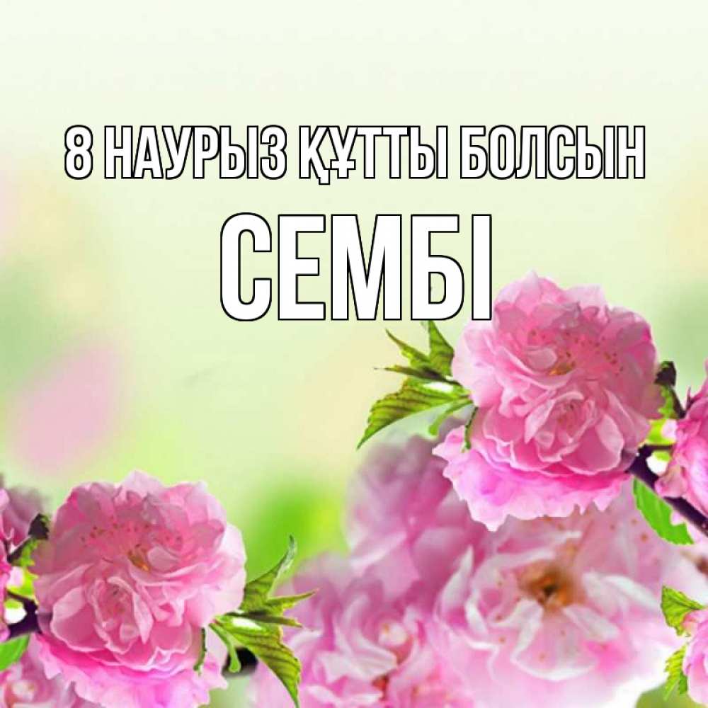 Күн сайын ашық хат с именем, СЕМБІ 8 наурыз құтты болсын цветы Онлайн тегін жүктеп алу тілектері бар керемет карта 