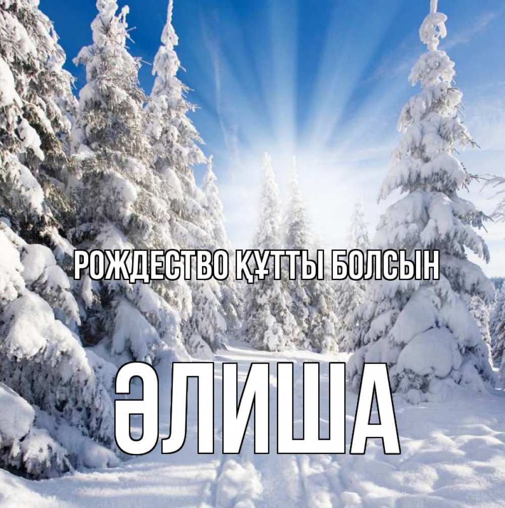 Күн сайын ашық хат с именем, ӘЛИША Рождество құтты болсын зима, лес Онлайн тегін жүктеп алу тілектері бар керемет карта 