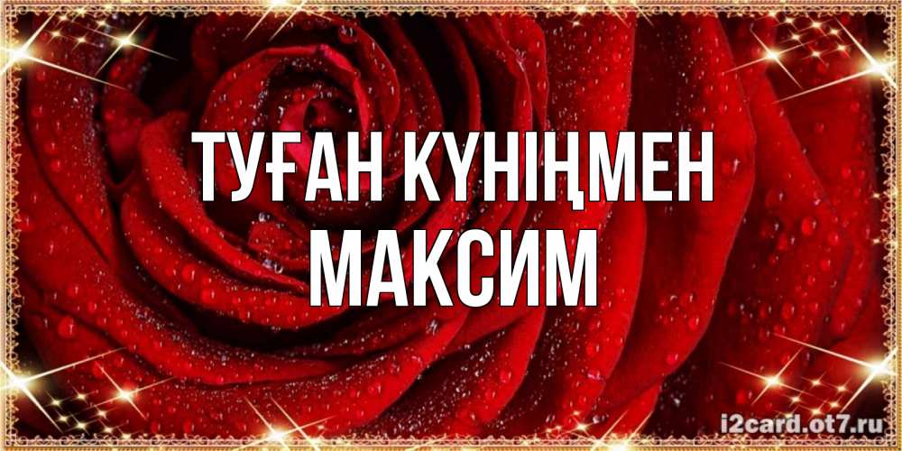 Күн сайын ашық хат с именем, Максим Туған күніңмен роса на розе блестящая в лучах солнца Онлайн тегін жүктеп алу тілектері бар керемет карта 