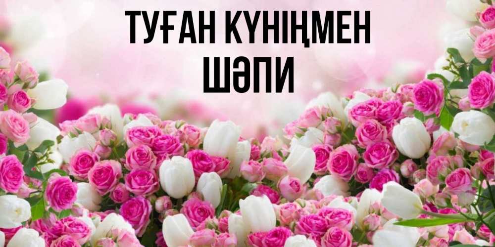 Күн сайын ашық хат с именем, ШӘПИ Туған күніңмен открытка с разными розами Онлайн тегін жүктеп алу тілектері бар керемет карта 