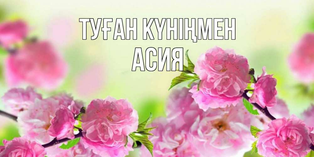 Күн сайын ашық хат с именем, АСИЯ Туған күніңмен веточки с цветками Онлайн тегін жүктеп алу тілектері бар керемет карта 