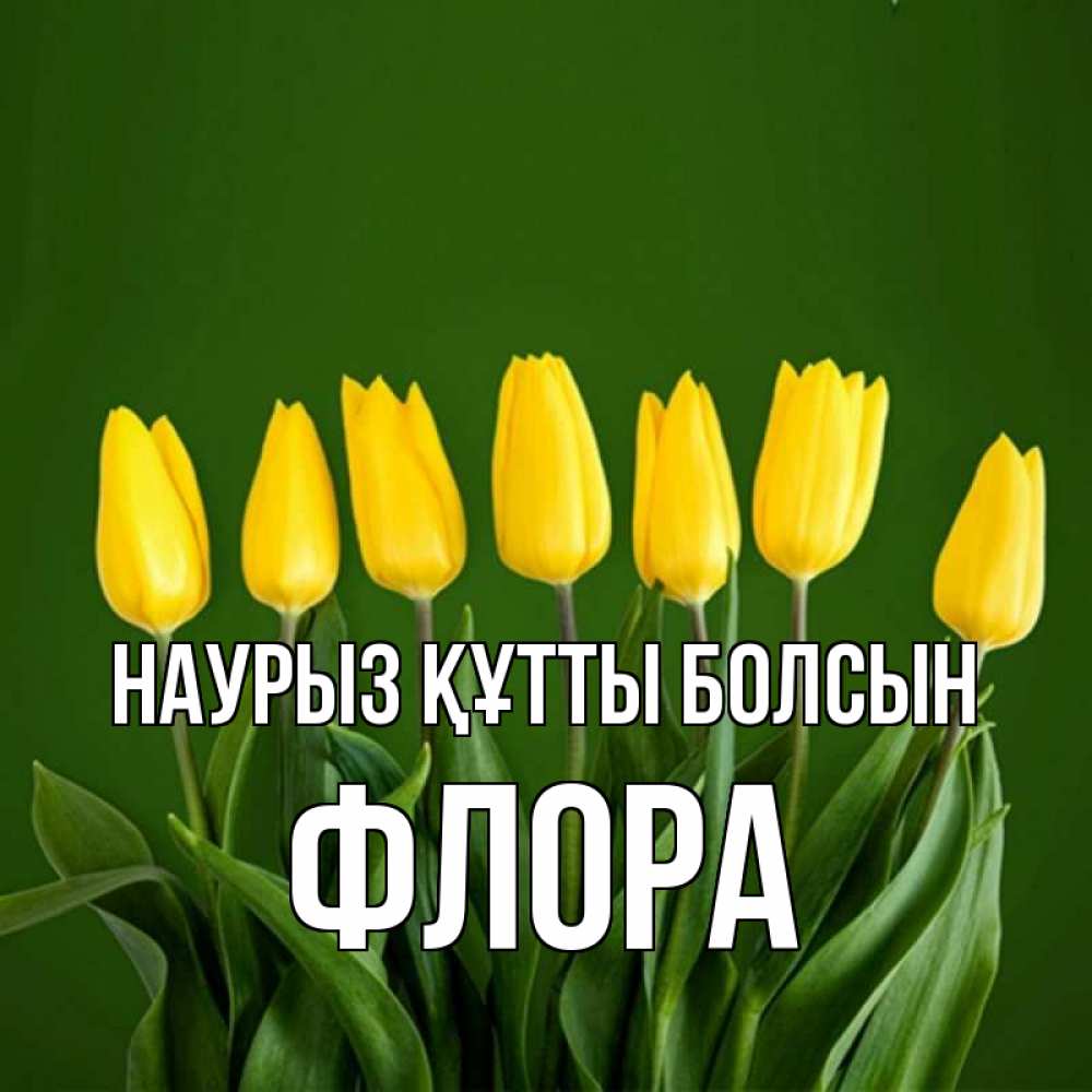 Күн сайын ашық хат с именем, Флора Наурыз құтты болсын желтого цвета 3 Онлайн тегін жүктеп алу тілектері бар керемет карта 