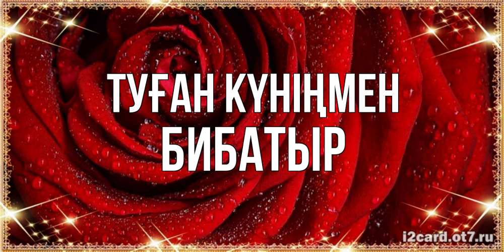 Күн сайын ашық хат с именем, Бибатыр Туған күніңмен роса на розе блестящая в лучах солнца Онлайн тегін жүктеп алу тілектері бар керемет карта 