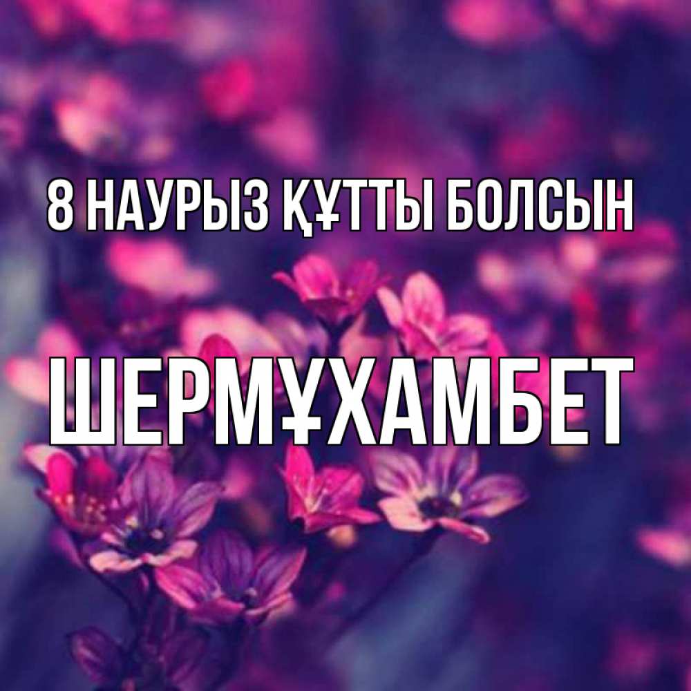 Күн сайын ашық хат с именем, ШЕРМҰХАМБЕТ 8 наурыз құтты болсын небольшие цветы 1 Онлайн тегін жүктеп алу тілектері бар керемет карта 