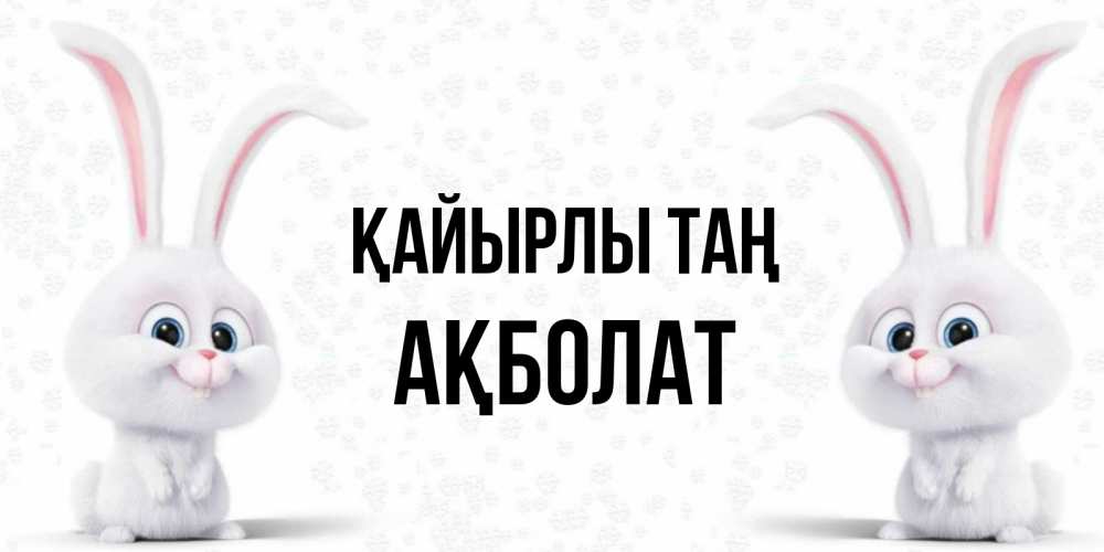 Күн сайын ашық хат с именем, Ақболат Қайырлы таң кролики с длинными ушками Онлайн тегін жүктеп алу тілектері бар керемет карта 