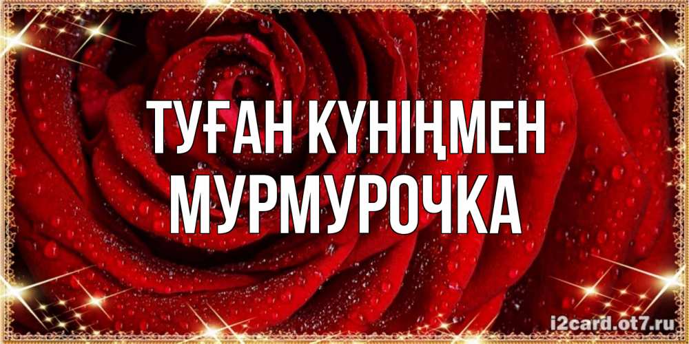 Күн сайын ашық хат с именем, Мурмурочка Туған күніңмен роса на розе блестящая в лучах солнца Онлайн тегін жүктеп алу тілектері бар керемет карта 