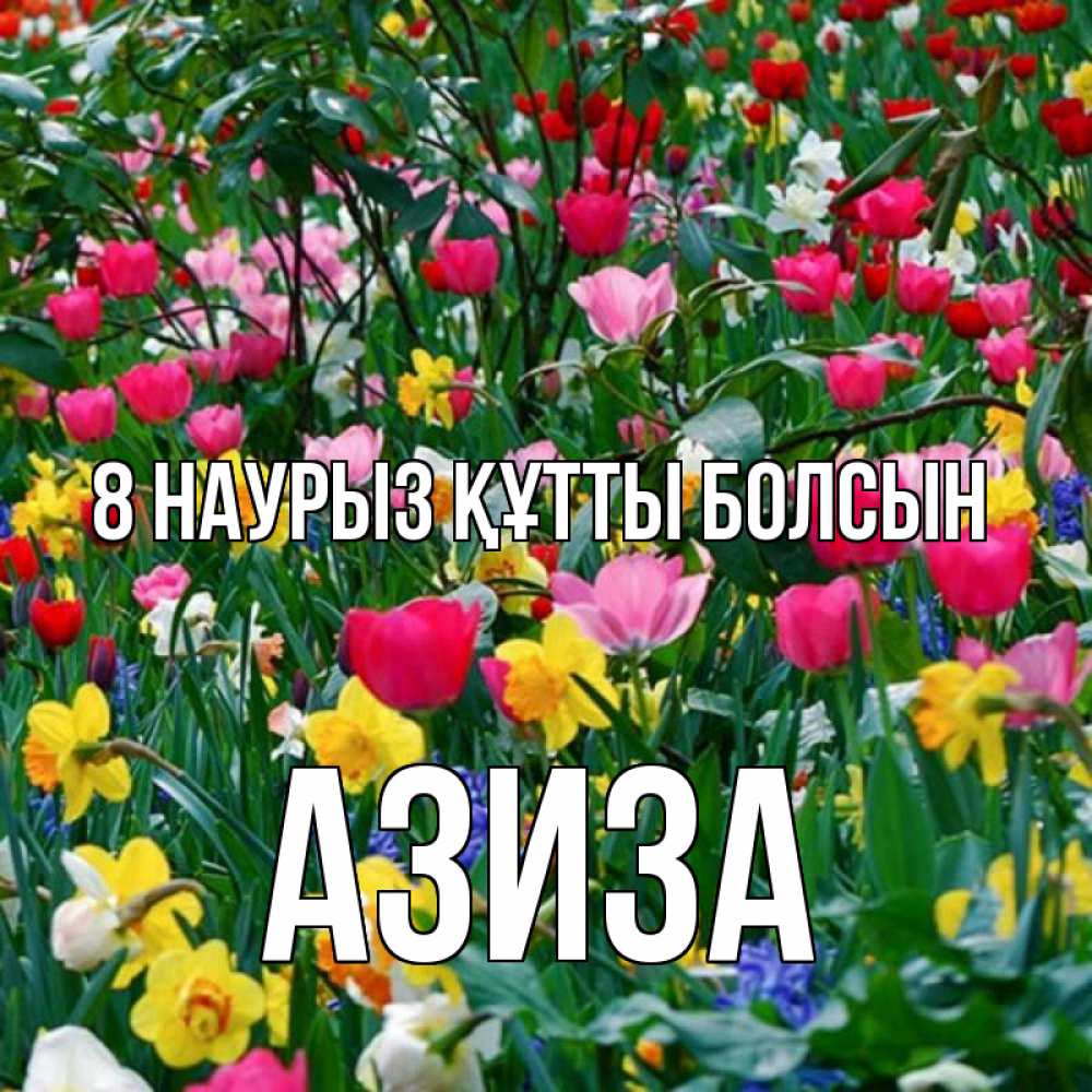 Күн сайын ашық хат с именем, Азиза 8 наурыз құтты болсын с международным женским днем поздравления для женщины Онлайн тегін жүктеп алу тілектері бар керемет карта 