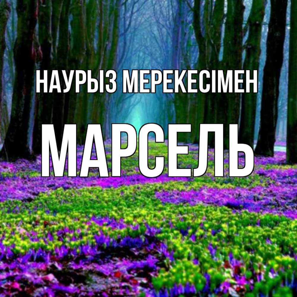 Күн сайын ашық хат с именем, Марсель Наурыз мерекесімен фиолетовые цветы в лесу 1 Онлайн тегін жүктеп алу тілектері бар керемет карта 