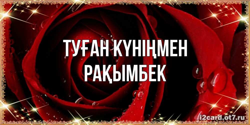 Күн сайын ашық хат с именем, Рақымбек Туған күніңмен цветок в росе на день рождения Онлайн тегін жүктеп алу тілектері бар керемет карта 