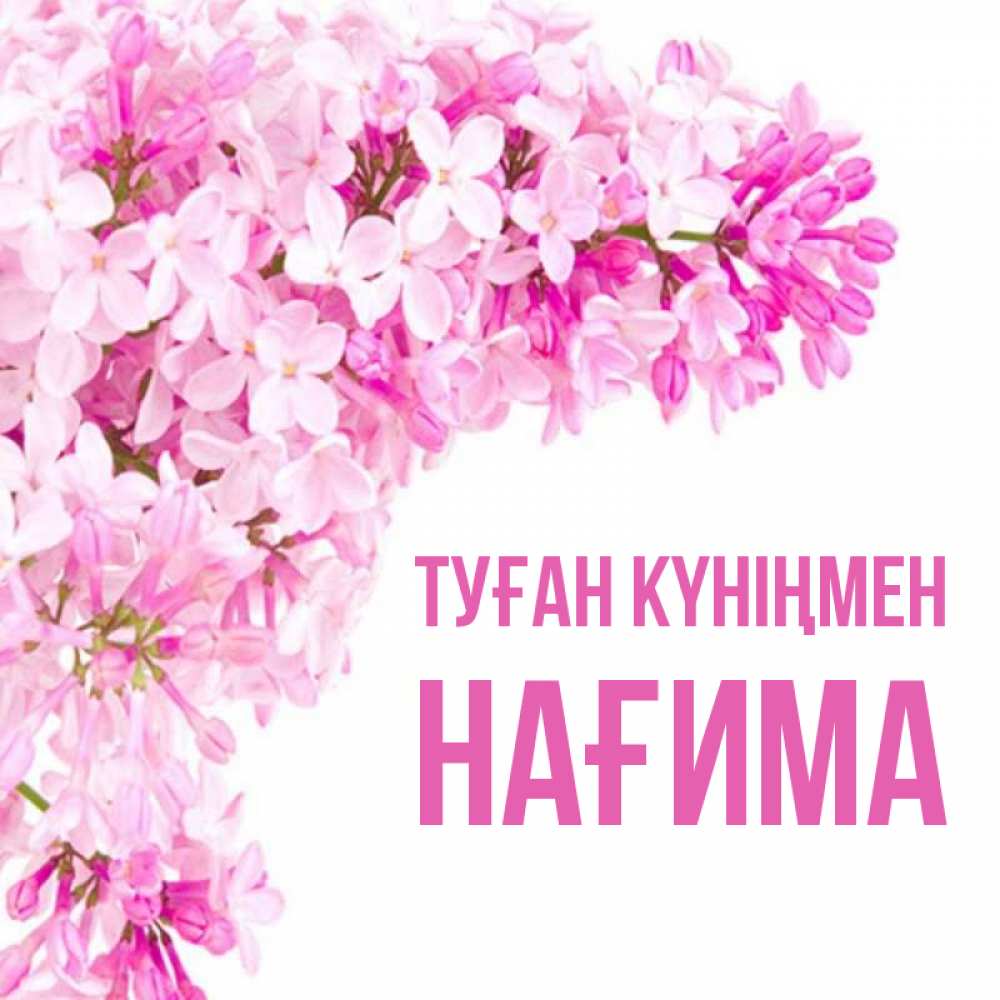 Күн сайын ашық хат с именем, НАҒИМА Туған күніңмен Сирень на белом фоне Онлайн тегін жүктеп алу тілектері бар керемет карта 