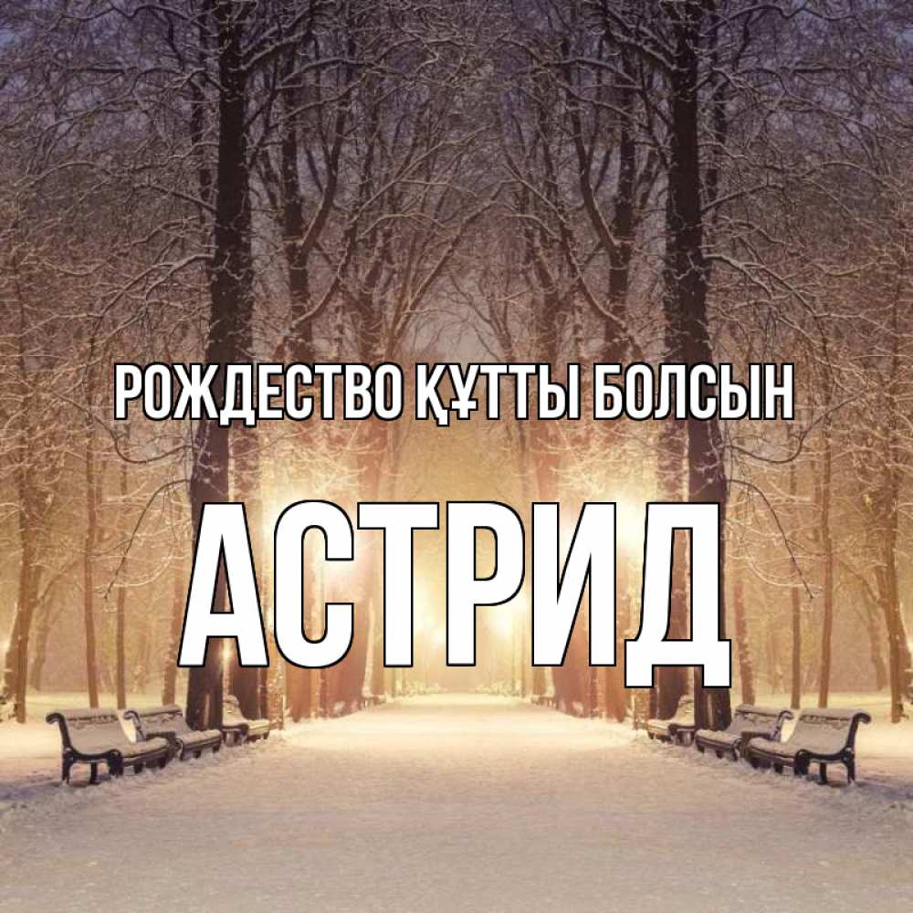 Күн сайын ашық хат с именем, Астрид Рождество құтты болсын зима, парк, фонарь, лес Онлайн тегін жүктеп алу тілектері бар керемет карта 