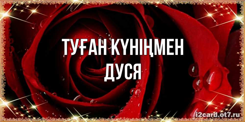 Күн сайын ашық хат с именем, Дуся Туған күніңмен цветок в росе на день рождения Онлайн тегін жүктеп алу тілектері бар керемет карта 