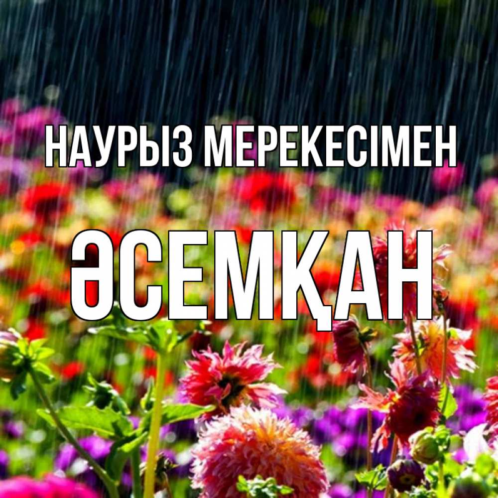 Күн сайын ашық хат с именем, ӘСЕМҚАН Наурыз мерекесімен цветы под дождиком к международному женскому дню Онлайн тегін жүктеп алу тілектері бар керемет карта 