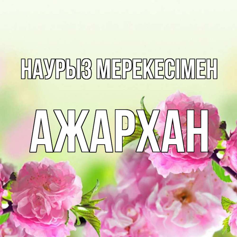 Күн сайын ашық хат с именем, АЖАРХАН Наурыз мерекесімен цветы Онлайн тегін жүктеп алу тілектері бар керемет карта 