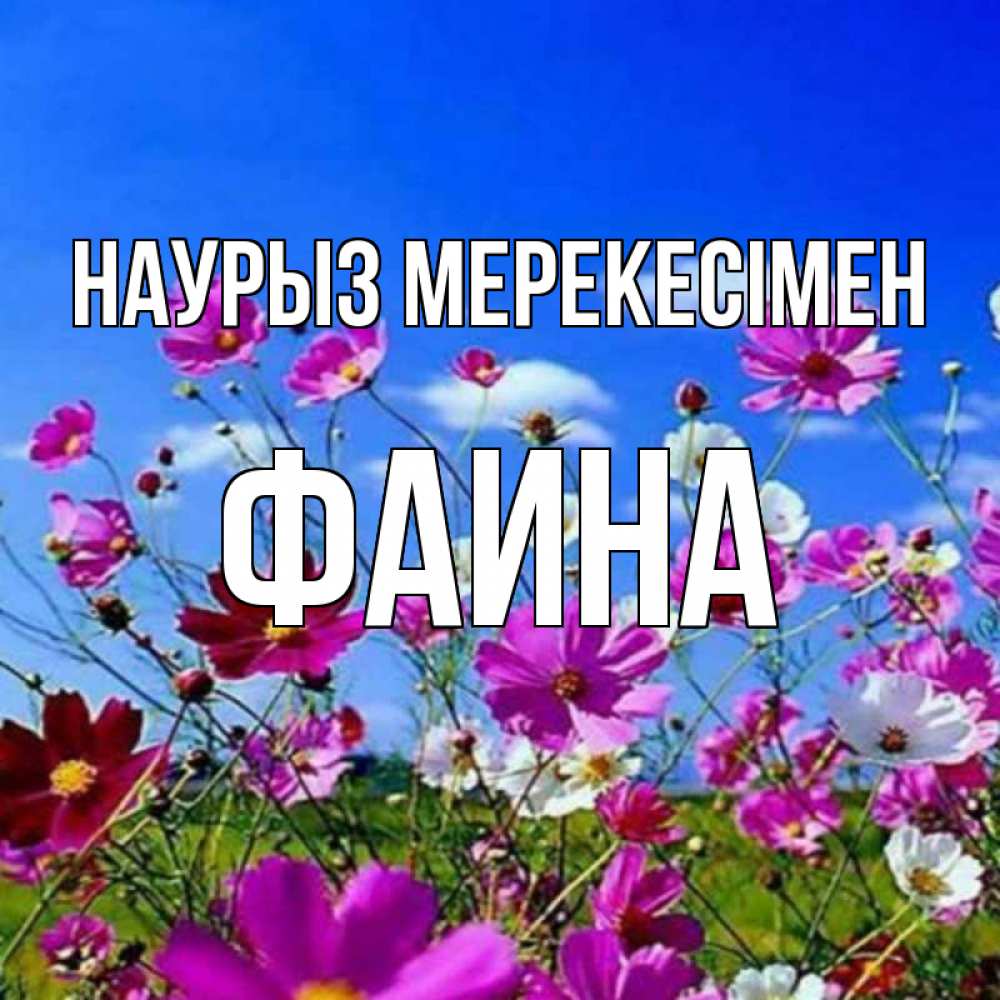 Күн сайын ашық хат с именем, Фаина Наурыз мерекесімен цветы Онлайн тегін жүктеп алу тілектері бар керемет карта 