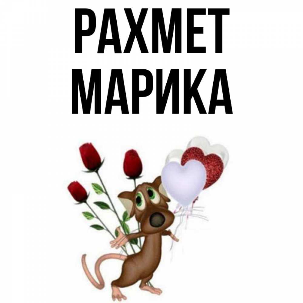 Күн сайын ашық хат с именем, Марика рахмет песик с шариками в форме сердец Онлайн тегін жүктеп алу тілектері бар керемет карта 