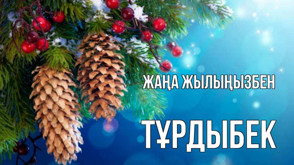 Күн сайын ашық хат с именем, ТҰРДЫБЕК Жаңа жылыңызбен Новый год, ель, шишки Онлайн тегін жүктеп алу тілектері бар керемет карта 