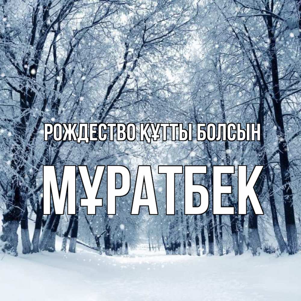 Күн сайын ашық хат с именем, Мұратбек Рождество құтты болсын снег, лес, парк Онлайн тегін жүктеп алу тілектері бар керемет карта 