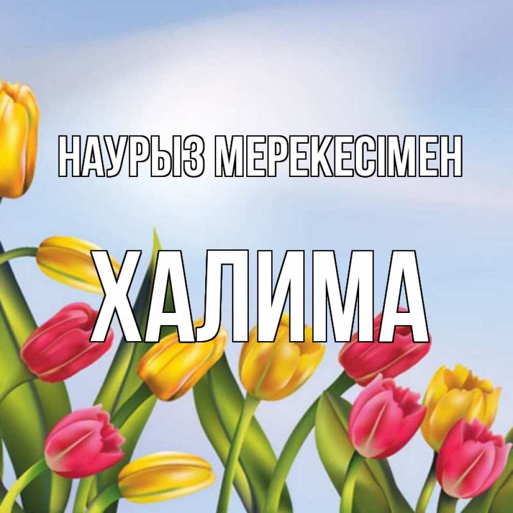 Күн сайын ашық хат с именем, ХАЛИМА Наурыз мерекесімен праздник весны наурыз Онлайн тегін жүктеп алу тілектері бар керемет карта 