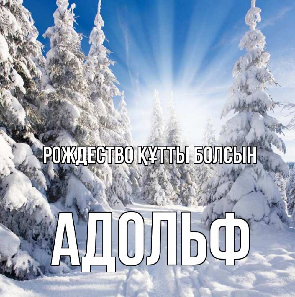 Күн сайын ашық хат с именем, Адольф Рождество құтты болсын зима, лес Онлайн тегін жүктеп алу тілектері бар керемет карта 
