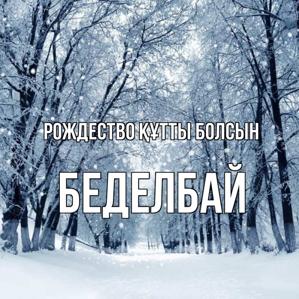 Күн сайын ашық хат с именем, Беделбай Рождество құтты болсын снег, лес, парк Онлайн тегін жүктеп алу тілектері бар керемет карта 