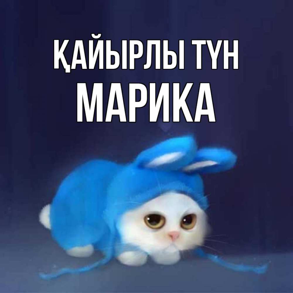 Күн сайын ашық хат с именем, Марика Қайырлы түн кот в голубом костюме кролика с ушками Онлайн тегін жүктеп алу тілектері бар керемет карта 