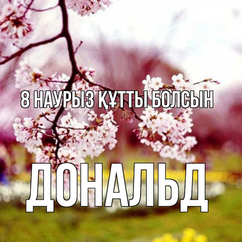 Күн сайын ашық хат с именем, Дональд 8 наурыз құтты болсын яблоня Онлайн тегін жүктеп алу тілектері бар керемет карта 