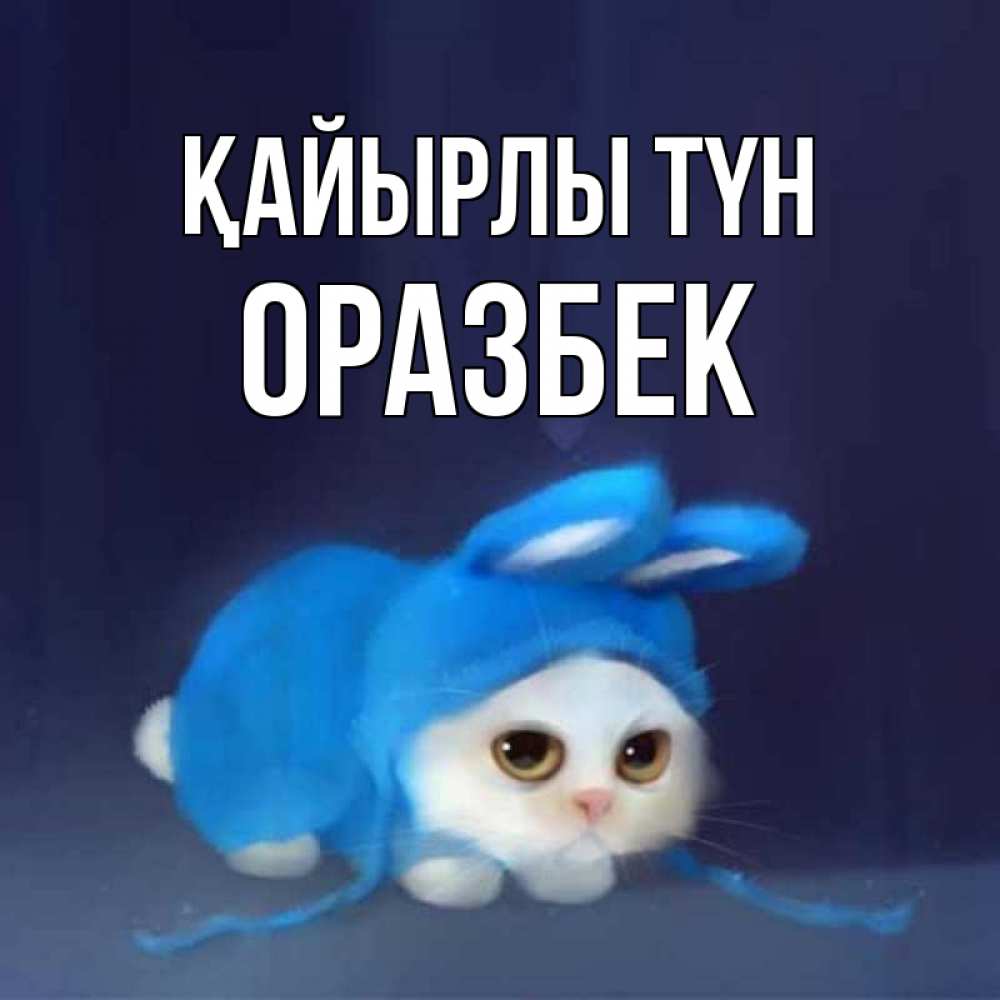 Күн сайын ашық хат с именем, ОРАЗБЕК Қайырлы түн кот в голубом костюме кролика с ушками Онлайн тегін жүктеп алу тілектері бар керемет карта 