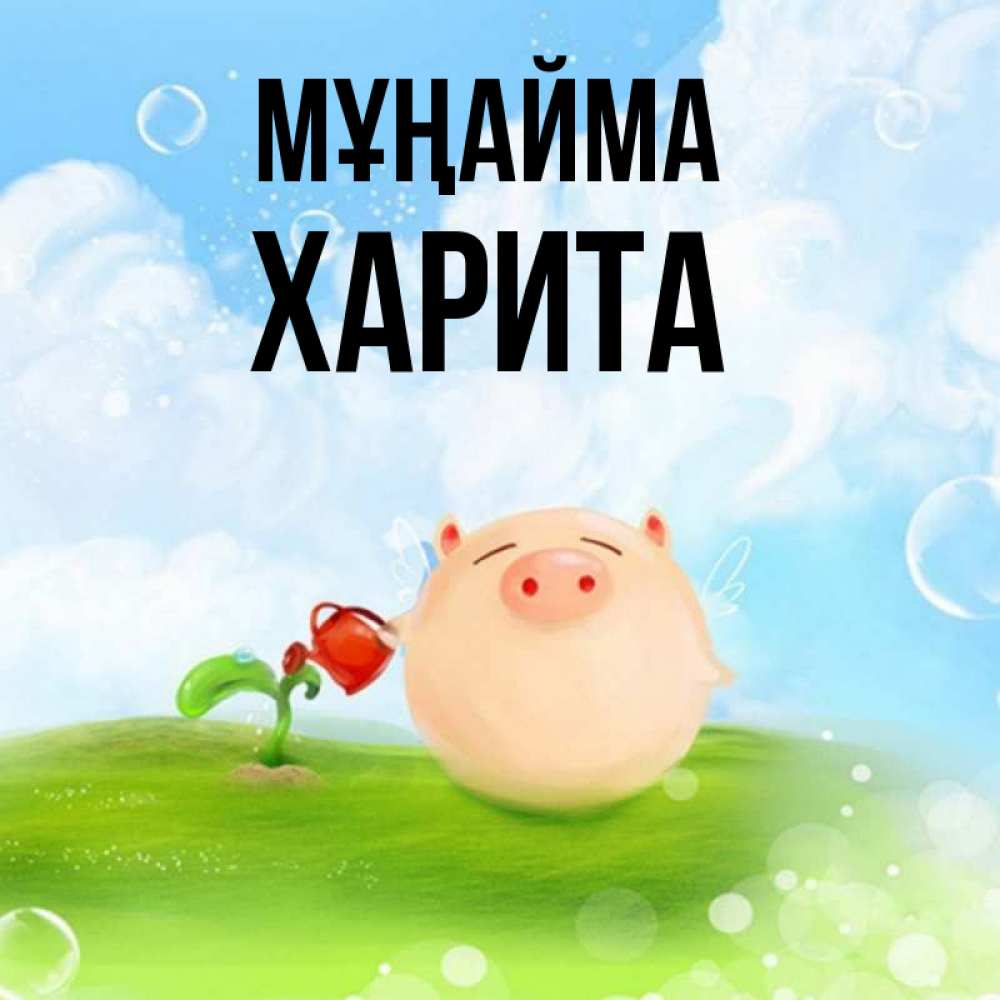 Күн сайын ашық хат с именем, Харита Мұңайма поливает цветок порося Онлайн тегін жүктеп алу тілектері бар керемет карта 