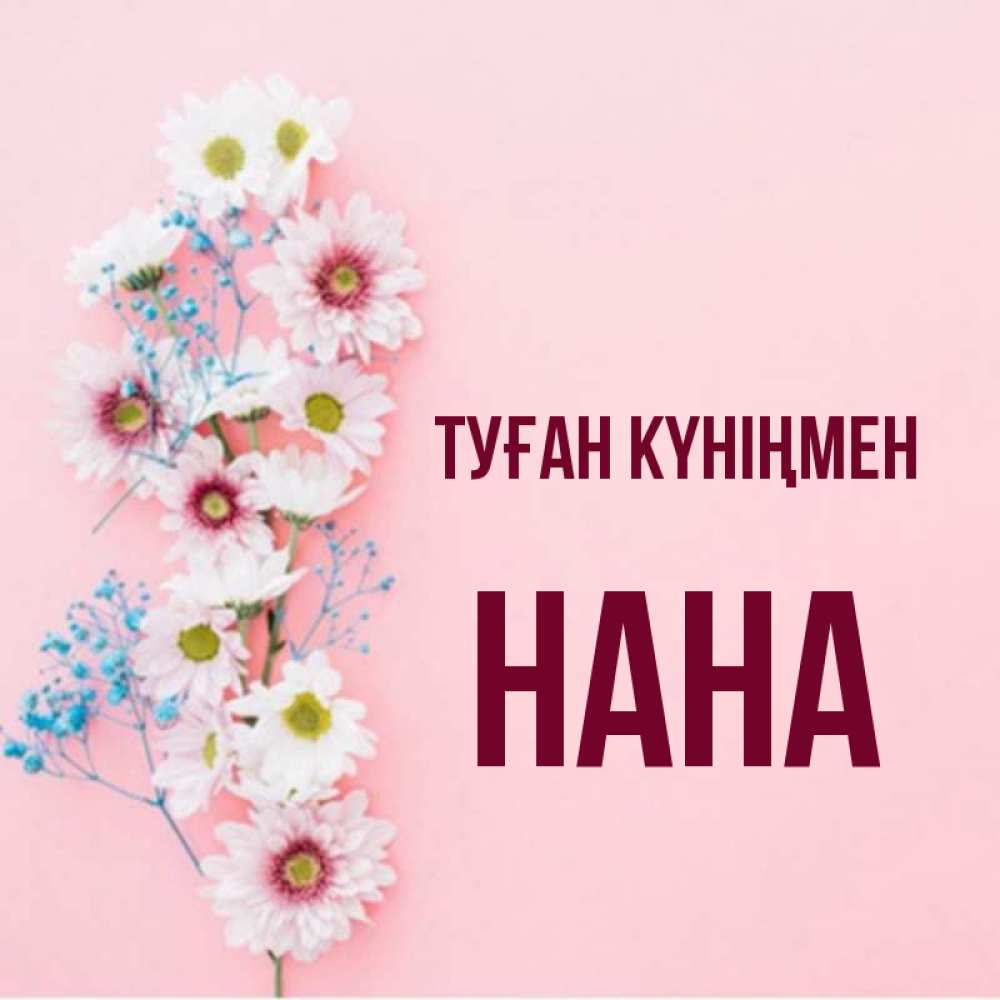 Күн сайын ашық хат с именем, Нана Туған күніңмен Родная моя с днем рождения тебя картинка с цветами белыми и голубыми Онлайн тегін жүктеп алу тілектері бар керемет карта 