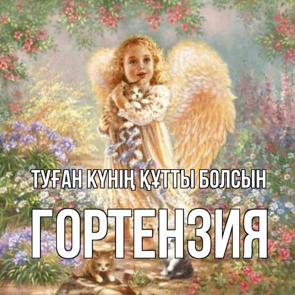 Күн сайын ашық хат с именем, Гортензия Туған күнің құтты болсын держит котенка Онлайн тегін жүктеп алу тілектері бар керемет карта 