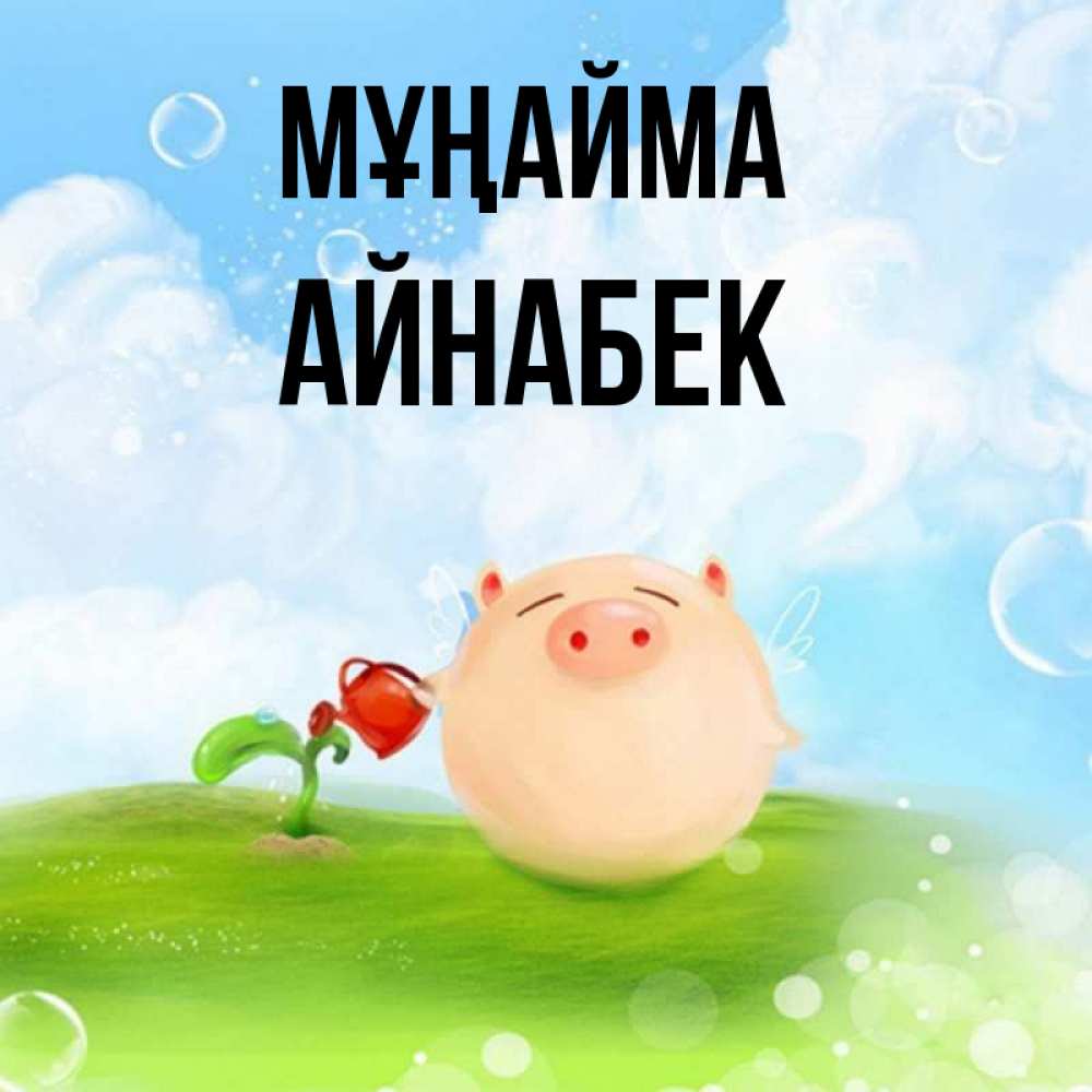 Күн сайын ашық хат с именем, Айнабек Мұңайма поливает цветок порося Онлайн тегін жүктеп алу тілектері бар керемет карта 