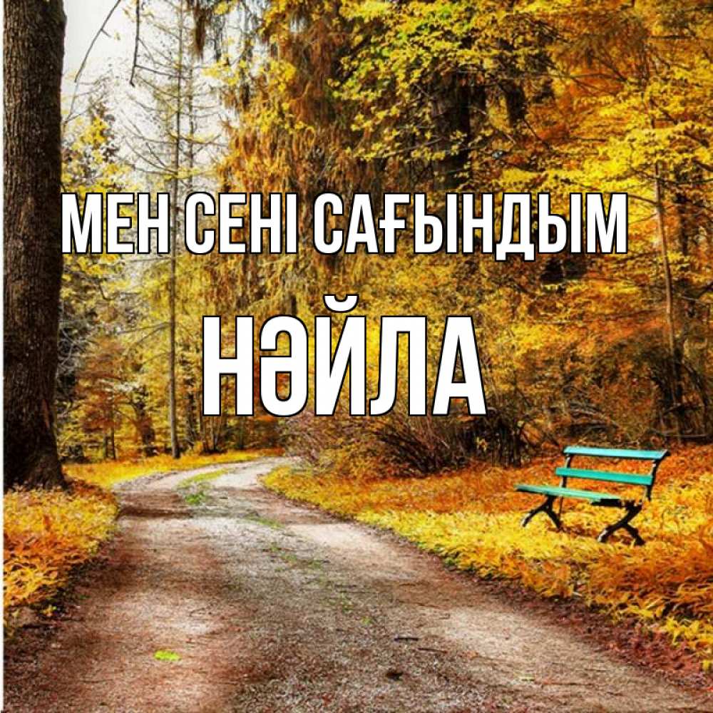 Күн сайын ашық хат с именем, НӘЙЛА Мен сені сағындым зеленая лавочка и осенний лес Онлайн тегін жүктеп алу тілектері бар керемет карта 
