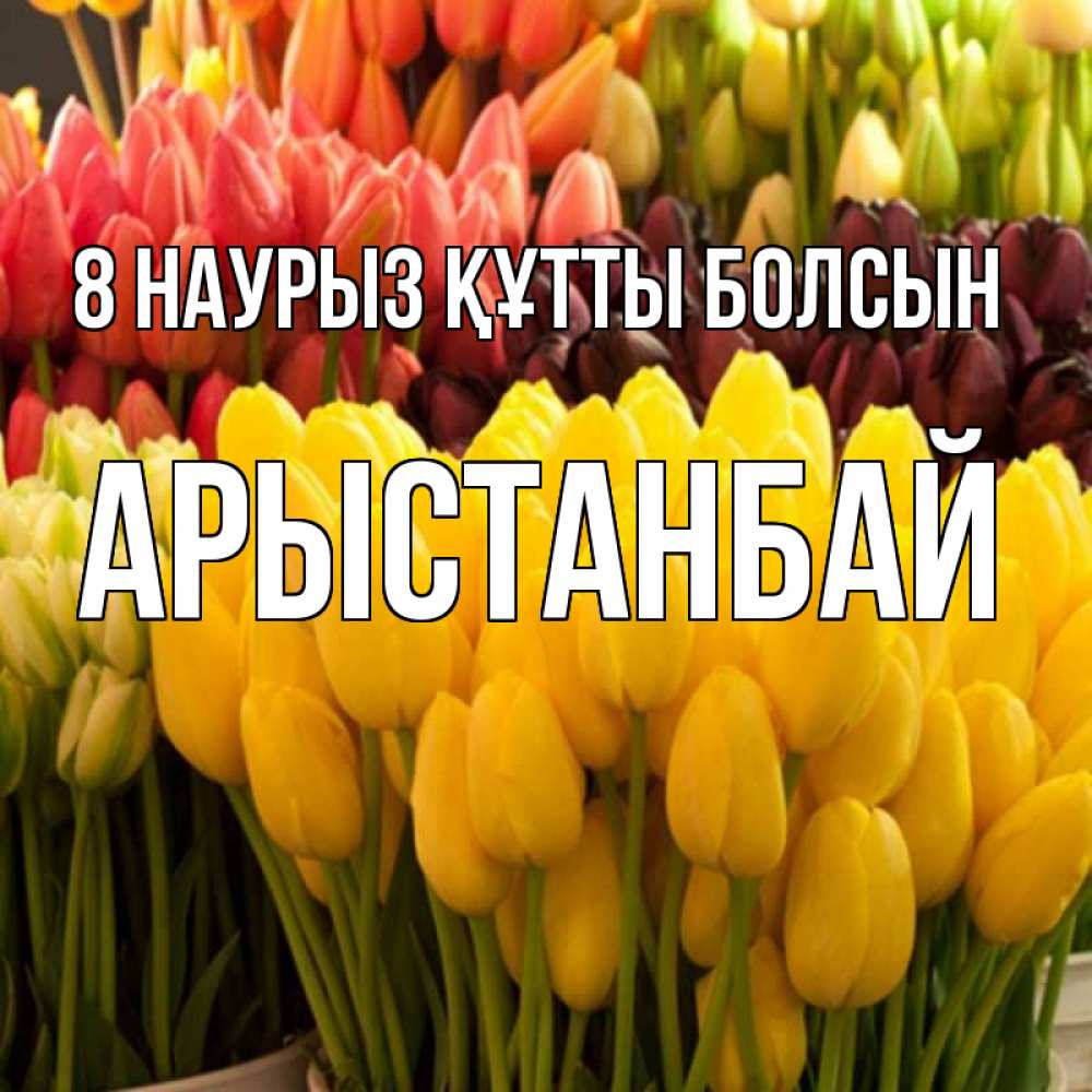 Күн сайын ашық хат с именем, Арыстанбай 8 наурыз құтты болсын цветы Онлайн тегін жүктеп алу тілектері бар керемет карта 
