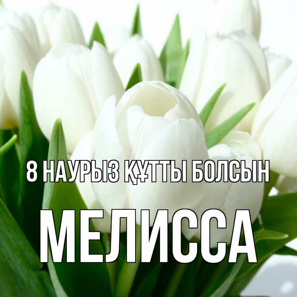 Күн сайын ашық хат с именем, Мелисса 8 наурыз құтты болсын цветы Онлайн тегін жүктеп алу тілектері бар керемет карта 
