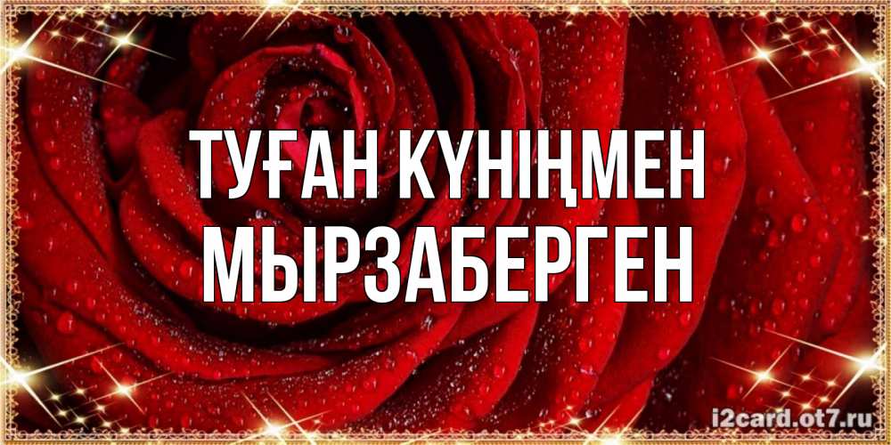 Күн сайын ашық хат с именем, Мырзаберген Туған күніңмен роса на розе блестящая в лучах солнца Онлайн тегін жүктеп алу тілектері бар керемет карта 