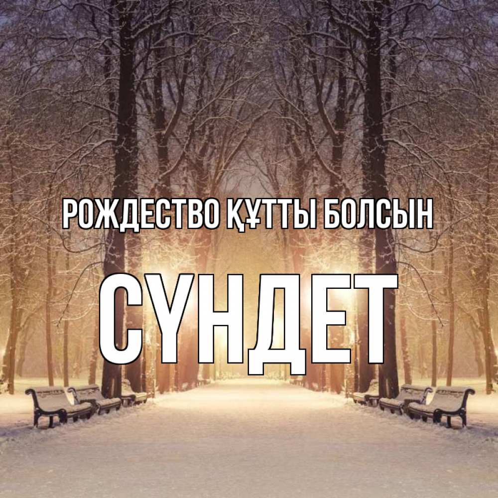 Күн сайын ашық хат с именем, СҮНДЕТ Рождество құтты болсын зима, парк, фонарь, лес Онлайн тегін жүктеп алу тілектері бар керемет карта 