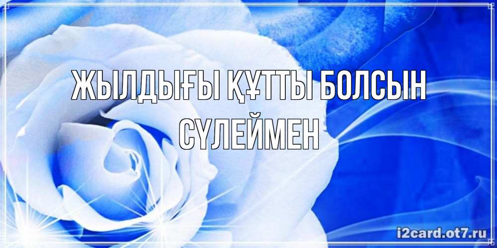 Күн сайын ашық хат с именем, СҮЛЕЙМЕН Жылдығы құтты болсын белая роза на голубом фоне Онлайн тегін жүктеп алу тілектері бар керемет карта 