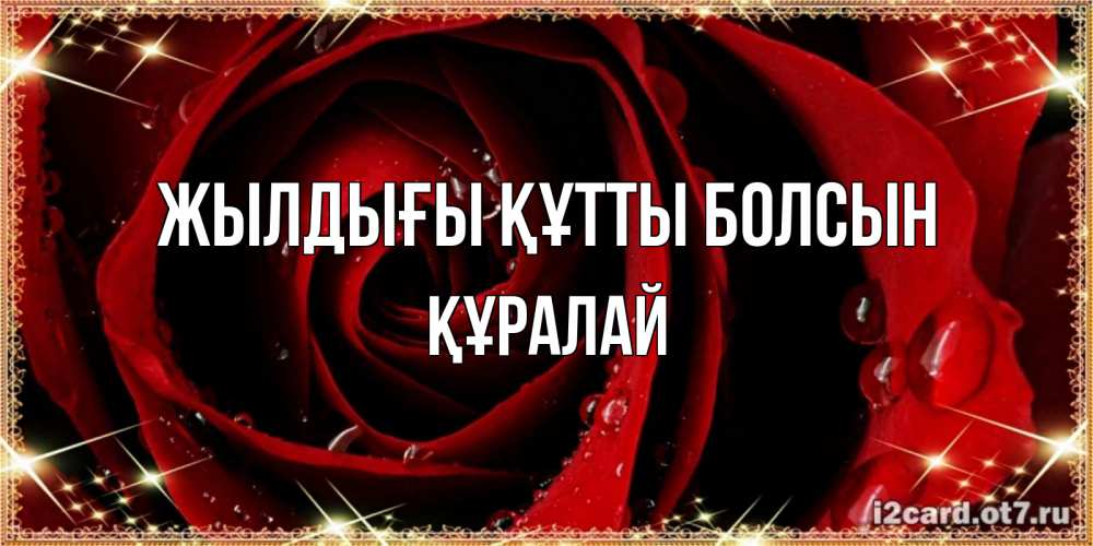 Күн сайын ашық хат с именем, ҚҰРАЛАЙ Жылдығы құтты болсын цветок в росе на день рождения Онлайн тегін жүктеп алу тілектері бар керемет карта 