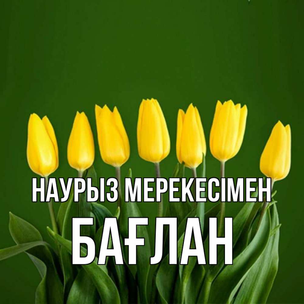 Күн сайын ашық хат с именем, Бағлан Наурыз мерекесімен желтого цвета 3 Онлайн тегін жүктеп алу тілектері бар керемет карта 