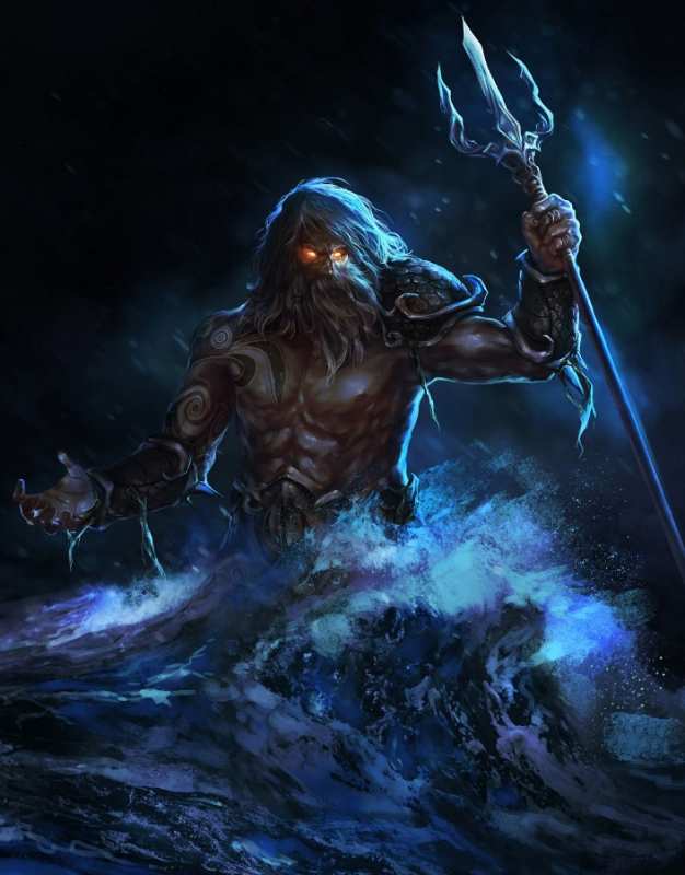 Открытка Нептун с горящими глазами  с днем Нептуна  нептун күні құтты болсын 