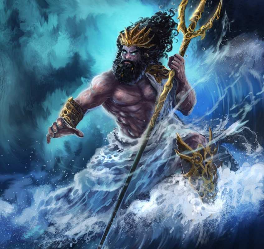 Открытка Нептун в морской пене  с днем Нептуна  нептун күні құтты болсын 