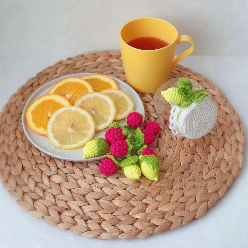 Открытка чай и лимон  вязаные штучки  Жазыл 