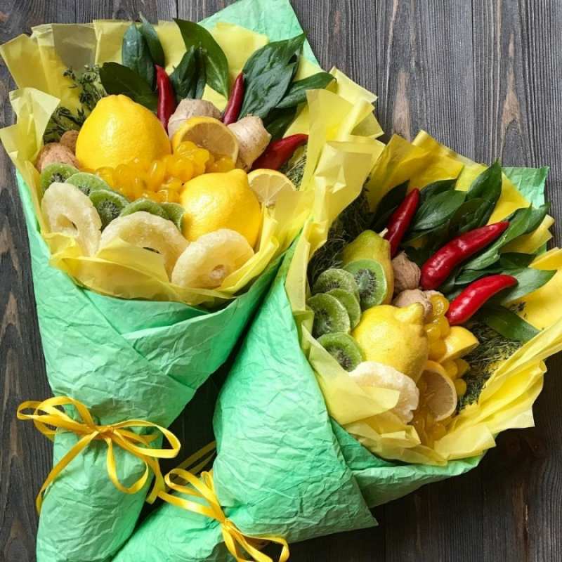 Открытка два полезных букета  для скорейшего выздоровления  Жазыл 