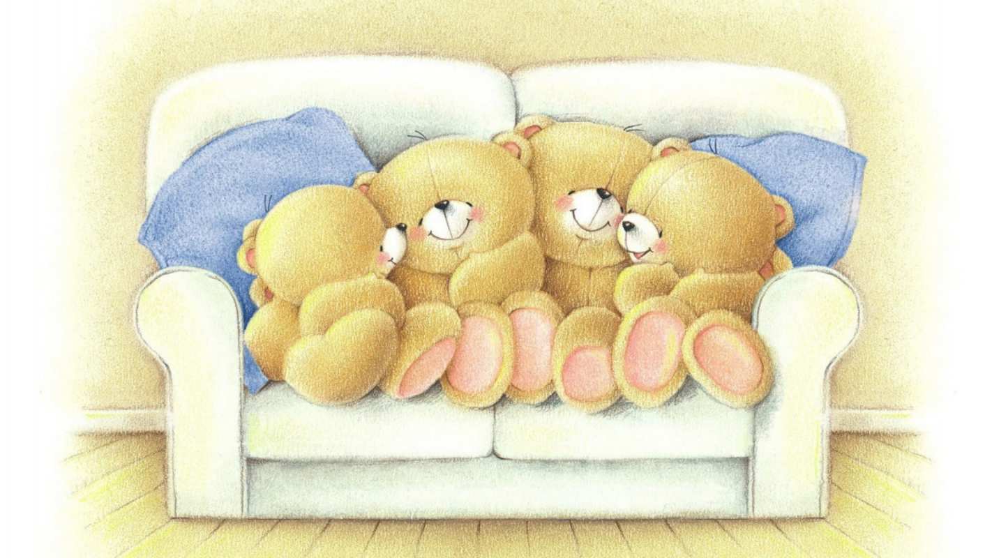 Открытка семья медведей  с днем семьи   отбасы күні құтты болсын 