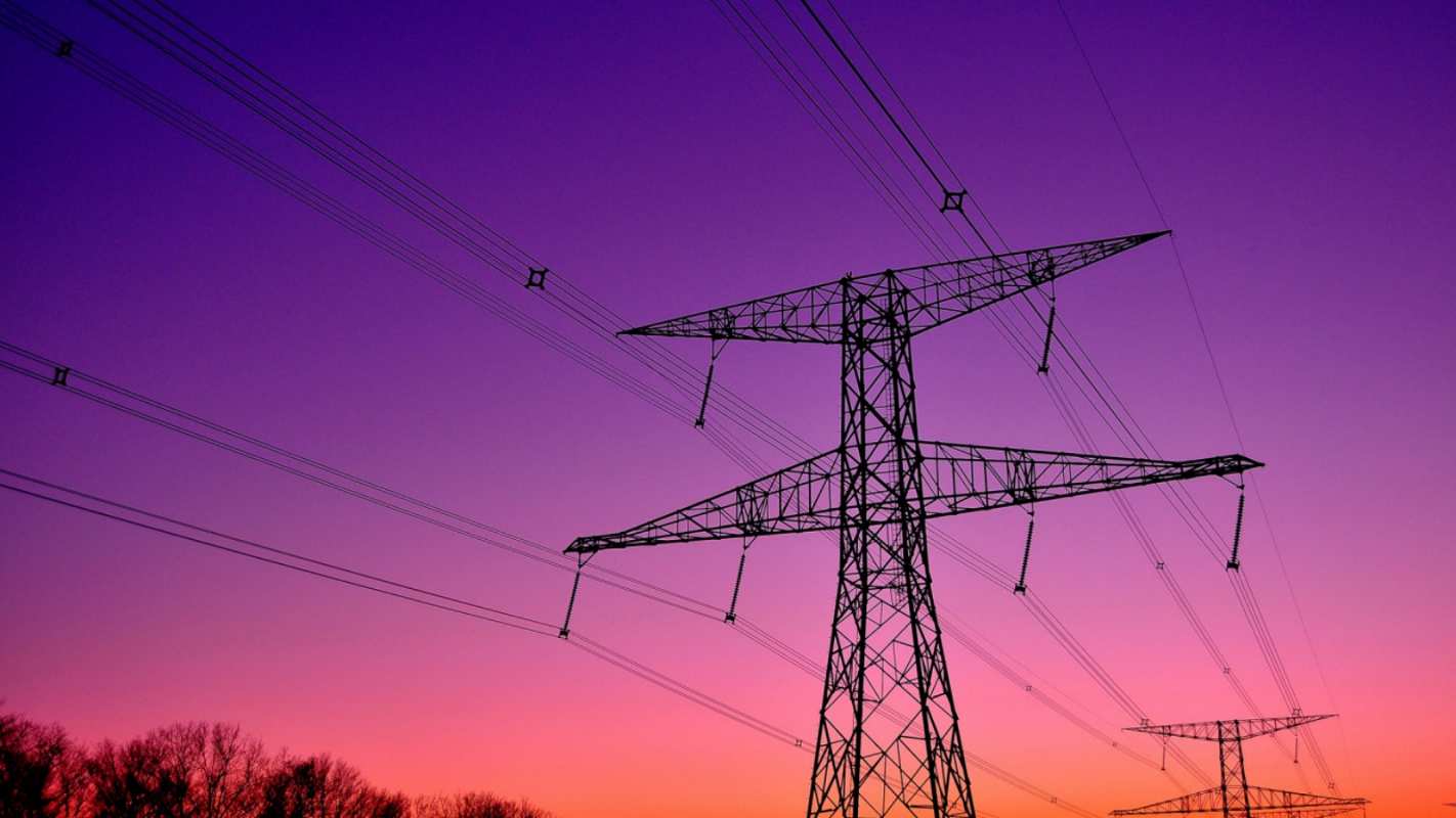 Открытка Лэп с изоляторами  закат лэп  Қуанышты энергия күні 