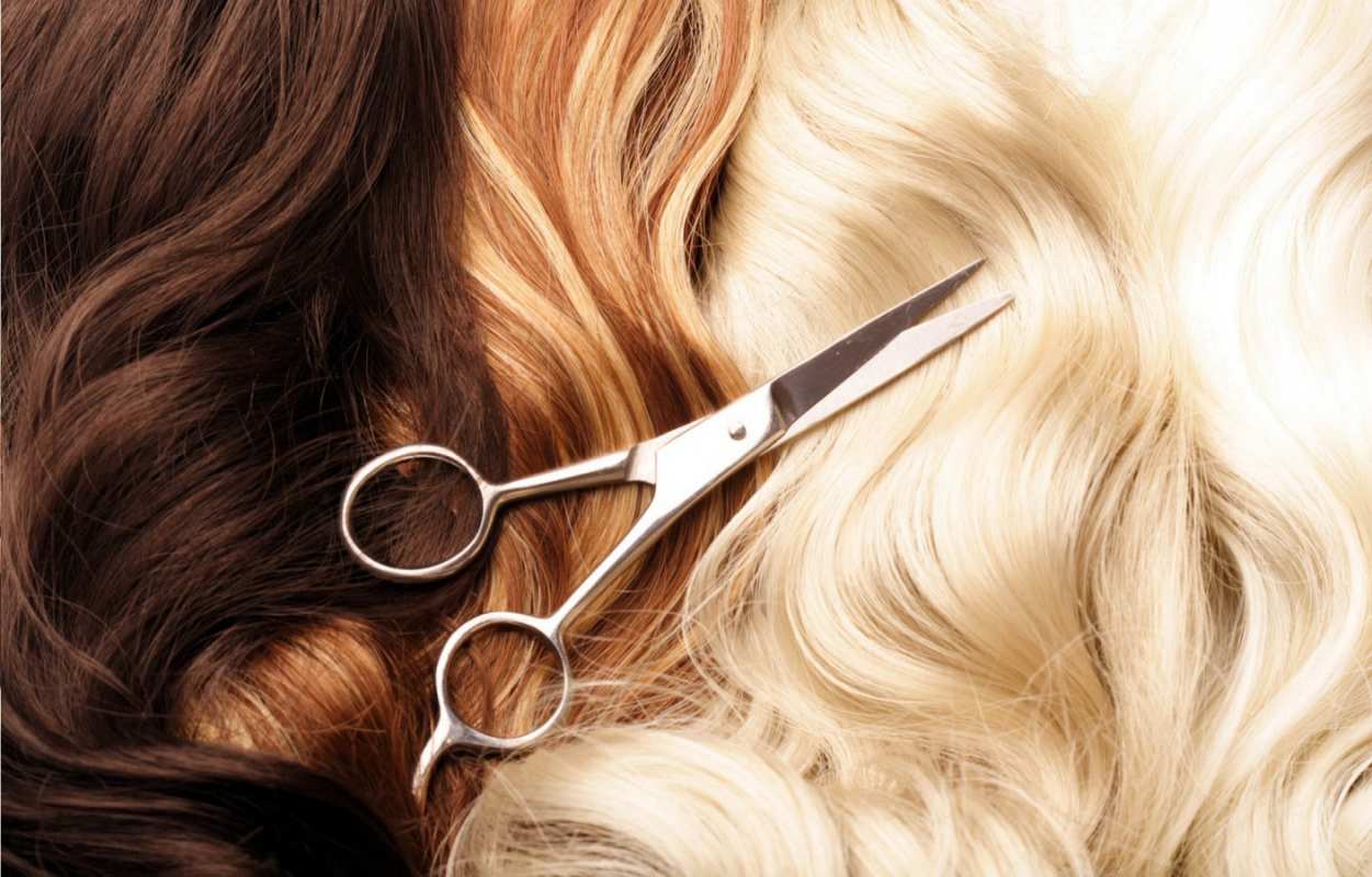 Открытка волосы разного цвета  с днем парикмахера ножницы волосы  Шаштараз күні құтты болсын 