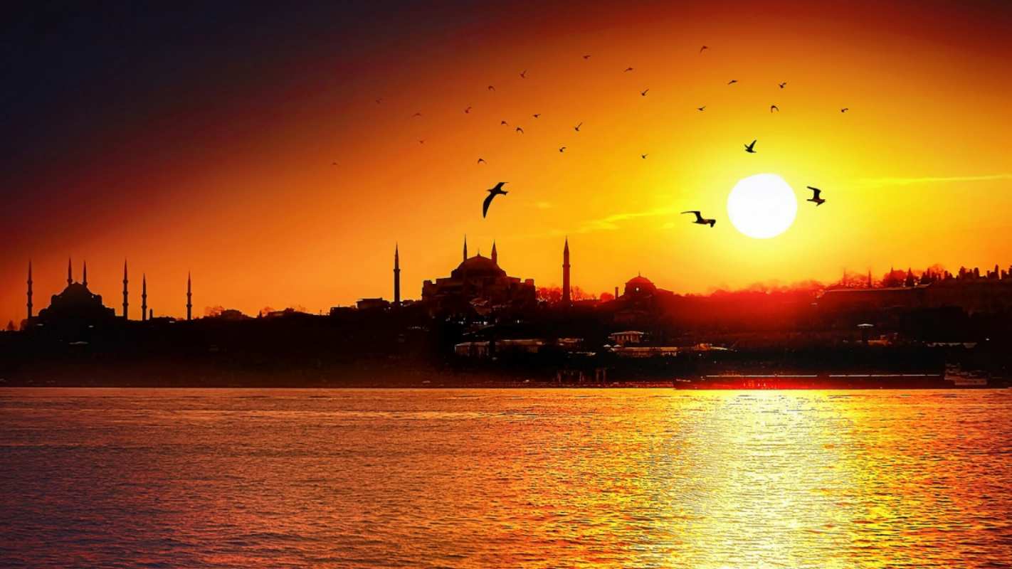 Открытка мечеть на закате  мечеть  Құрбан айтпен 