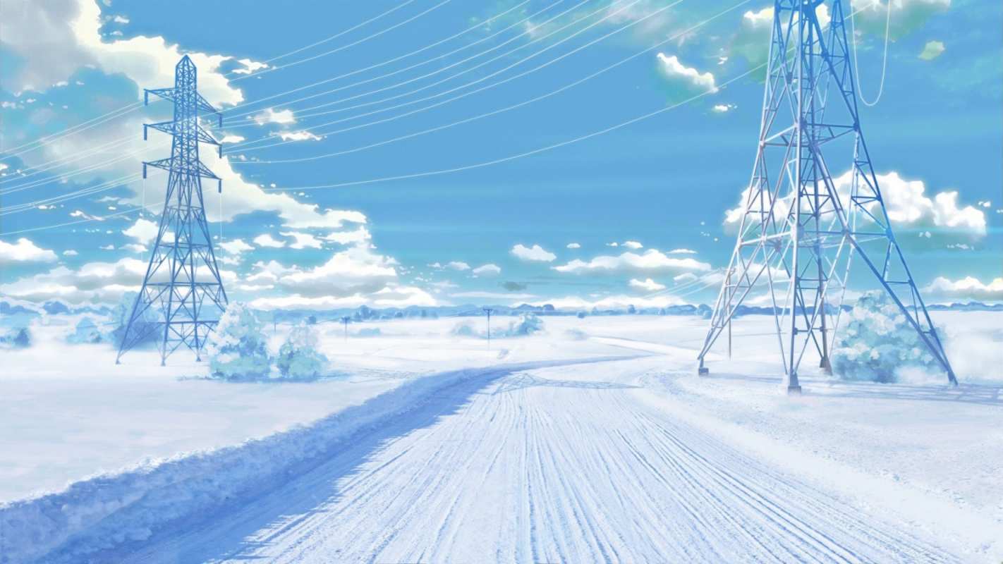 Открытка линия электропередач и дорога зимой  Лэп зима снег  Қуанышты энергия күні 