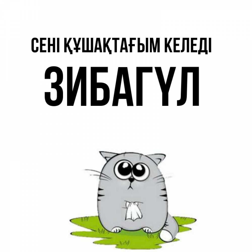 Күн сайын ашық хат с именем, ЗИБАГҮЛ сені құшақтағым келеді котик теребит платочек сидя на травке Онлайн тегін жүктеп алу тілектері бар керемет карта 